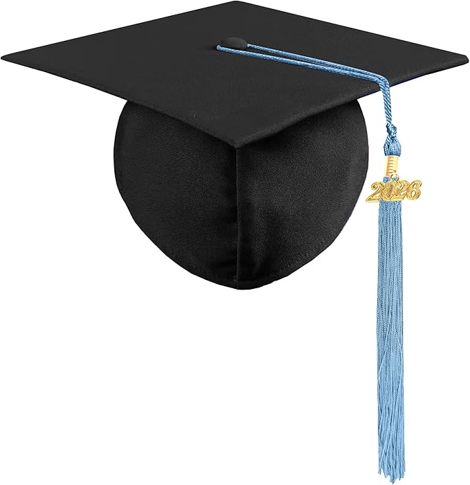 Graduation Cap with 2026 Tassel Year Charm Black Graduation Cap for High School & Bachelor
