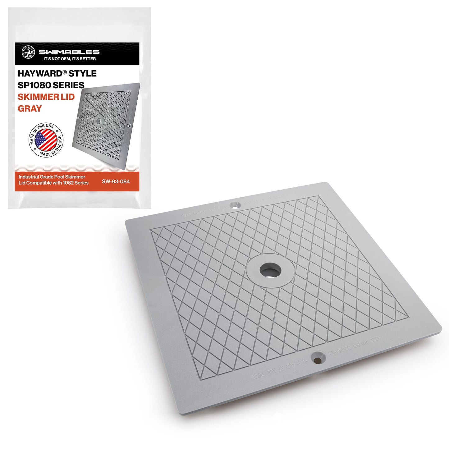 Swimables Pool Skimmer Cover Plate 10" Skimmer Lid Replacement SPX1082E, SP082, 1083, 1084, 1085 and S1086 | Industrial Grade Pool Skimmer Lid Compatible with 1082 Series Hayward Skimmers (Gray)