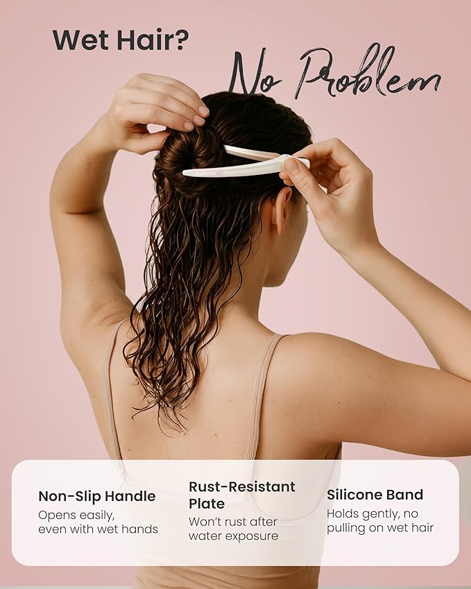 AIMIKE Extended Sectioning Hair Clips w/Built-in Silicone Band, 4.8" No-Crease Non-Slip Hair Styling Clips for Thick, Long Hair – Blow Drying,Hair Rollers, Rust-Free –6 Pack, OpalShell Duckbill Clips