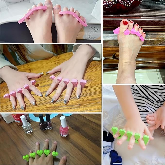 200pcs Sponge Toe Separators Pedicure Set for Nail Polish- Premium Nail Art Painting and Polishing Tool Kit, 4 Funy Color