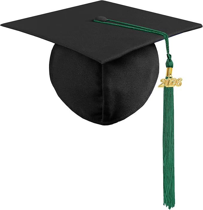 Graduation Cap with 2026 Tassel Year Charm Black Graduation Cap for High School & Bachelor