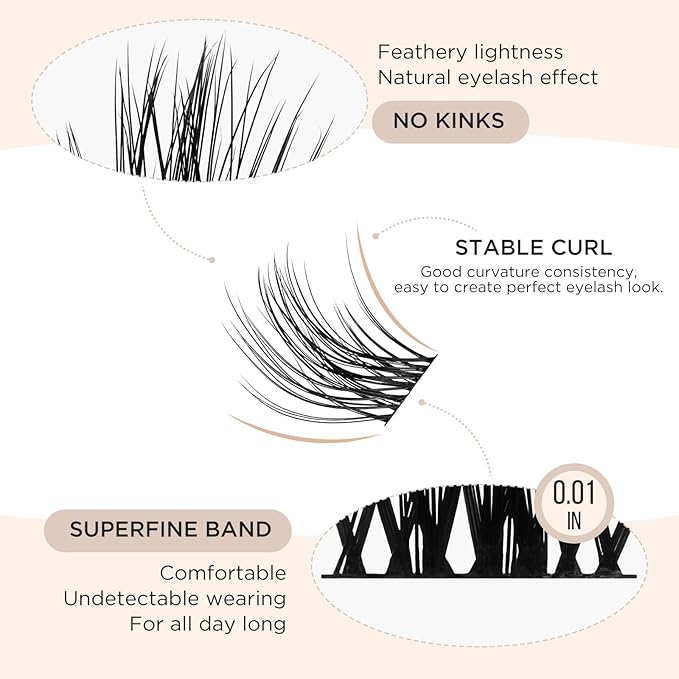 PopUp Cluster Lashes Wispy Lash Clusters Soft D Curl Eyelash Clusters Russian Lashes Clusters DIY Eyelash Extensions at Home,Thin Bank 9-18mm MIX (705)