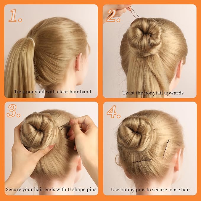 Teenitor 300pcs Bobby Pins Hair Pins Kit, 100 Hair Pin for Women 100 Bobby Pins Brown and 100 Hair Bands, Hair Pins for Buns 2inch 2.36inch 2.75inch