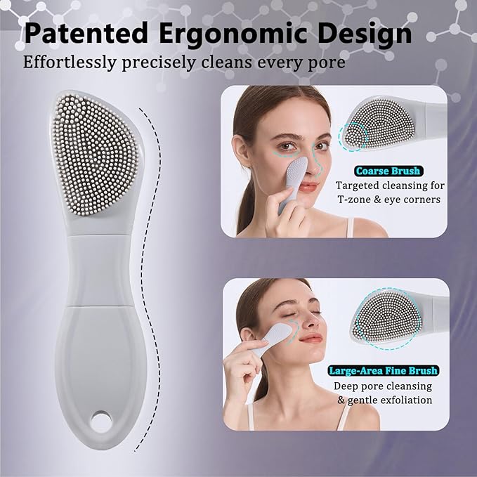 Silicone Face Scrubber Black Head Remover for Face- Appliances for Removing Make-up for Deep Cleansing Blackhead Remover Tools Face Spatula Makeup Removal Washing Brushes Pore Cleaner (Gray)