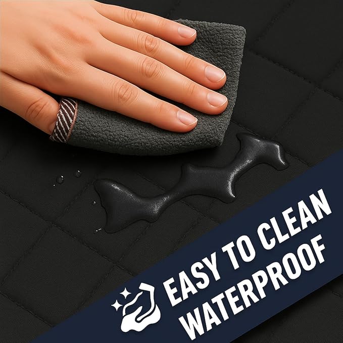 Waterproof Dog Car Seat Cover with Belt for Back Seat - Washable Pet Protector Accessories for Cars, Trucks, SUVs, and Bench Seats - Auto Backseat Hammock for Small & Large Dogs