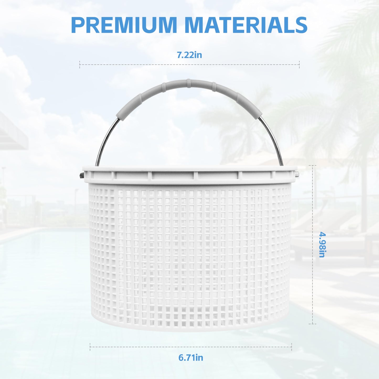 2026 New SPX1082CA Pool Skimmer Basket for Inground Pool Replacement Hayward Skimmer Basket SP1082 SP1083 SP1084 1085 1086 SP1075 ,for Aladdin B-152 Skimmer，316 Stainless Steel Handle with Rubber Grip
