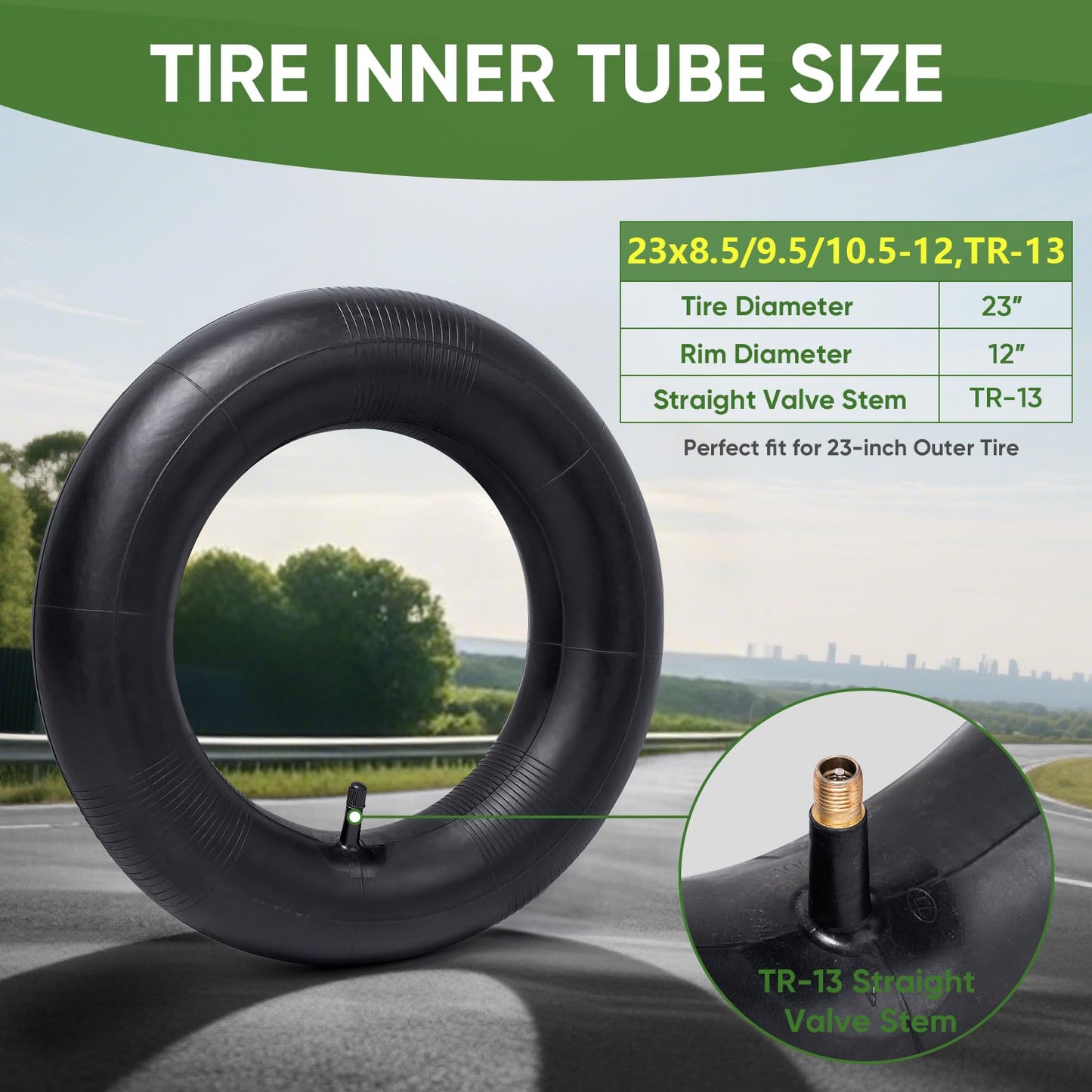 TICONN 23x8.5/9.5/10.5-12 Tire Inner Tube, 2 Pack Inner Tire Tube for Wheelbarrow Tires, Replacement Tube with TR-13 Straight Valve Stem for Mowers, Hand Trucks