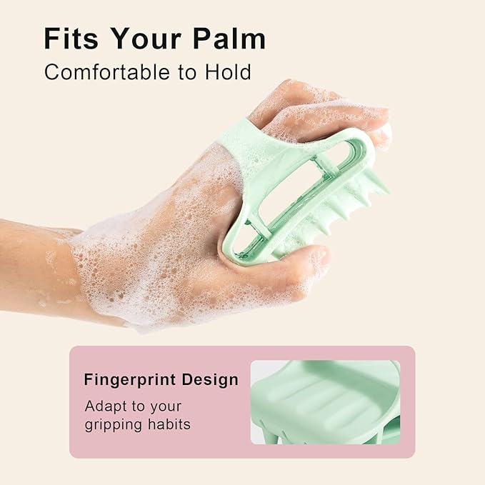 RHOS Scalp Massager Shampoo Brush, Curved Vented Scalp Scrubber, Soft Silicone Hair Scrubber for Dandruff Removal, Wet & Dry Hair (Green)