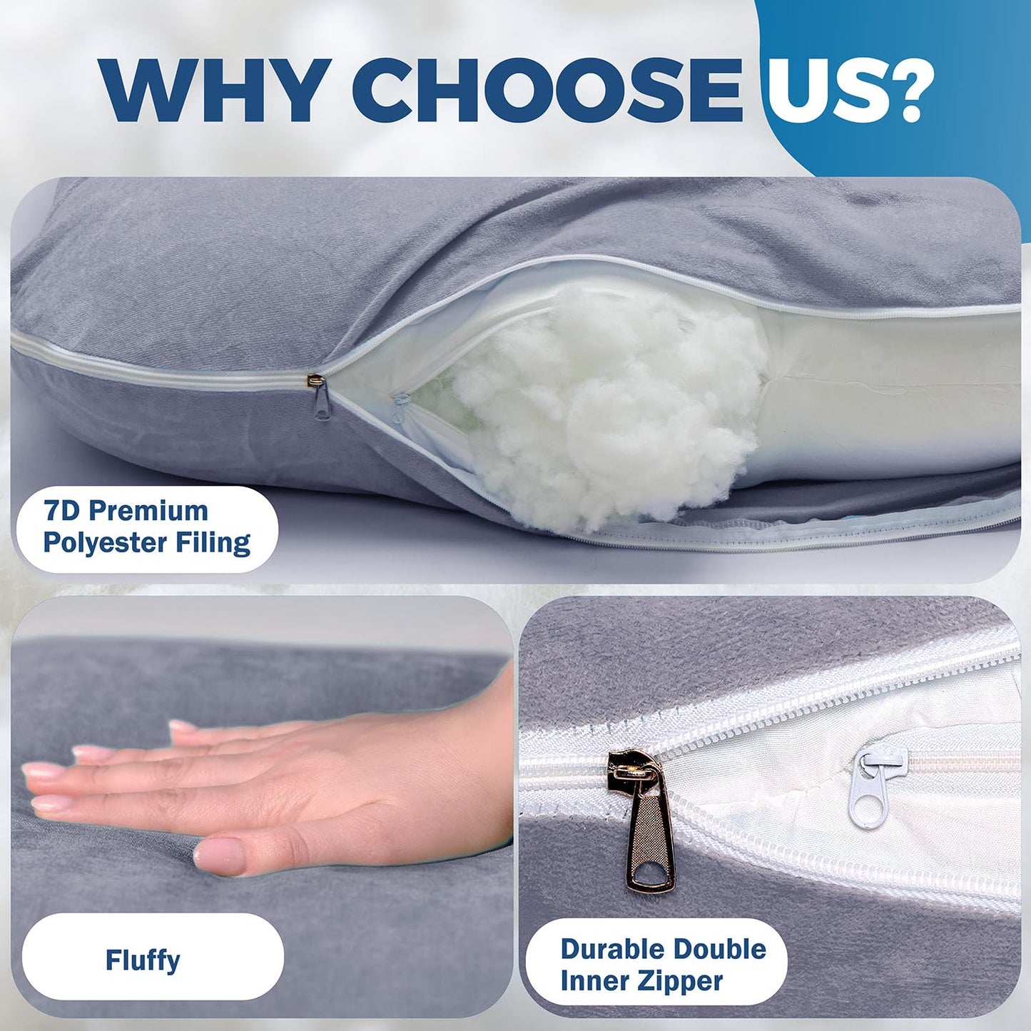 PILLANI Pregnancy Pillows for Sleeping - V C U Shaped Full Body Pillow with Removable Cover, 57inch Cooling Maternity Pillow for Pregnant Women, Support for Back Belly Legs Hip - Pregnancy Must Haves