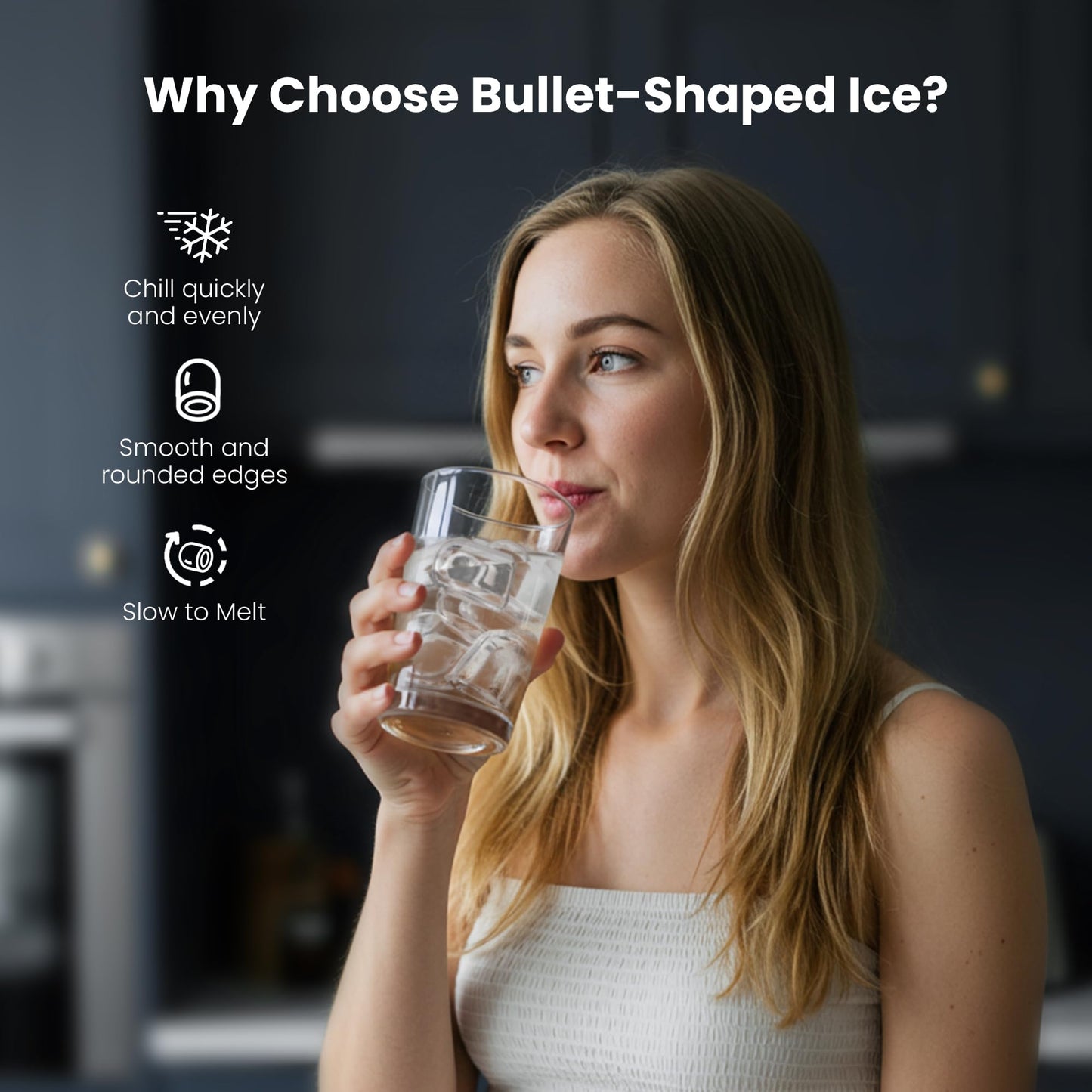 Electactic Ice Makers Countertop,26Lbs/24H,8Pcs in 6Mins,Portable Ice Maker Machine with Self-Cleaning,Interior Lighting,2 Sizes of Bullet Ice for Home/Office/Party(Stainless Steel)