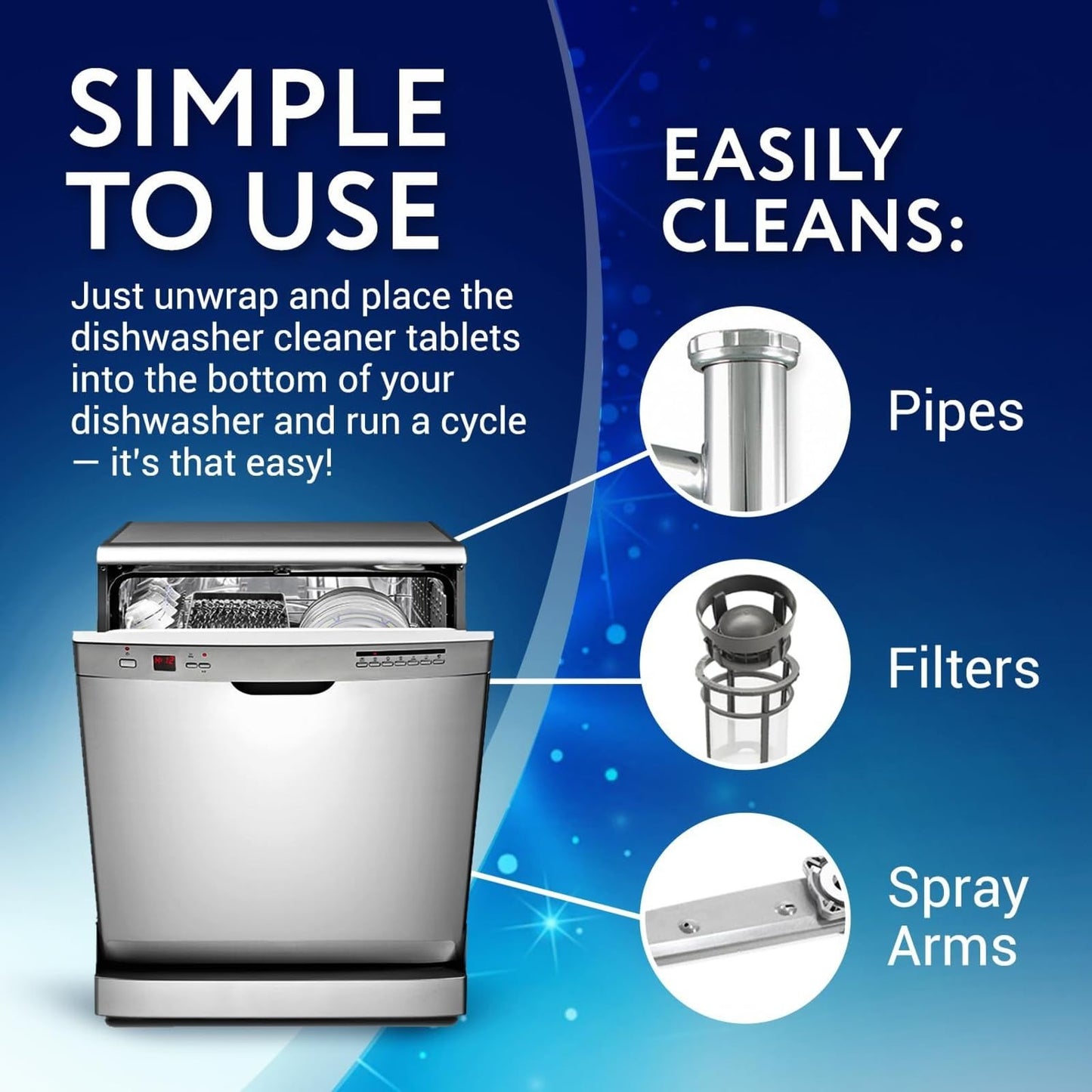 IMPRESA Dishwasher Cleaner & Deodorizer Tablets - 16 Count Appliance Cleaner for Limescale & Hard Water Stains - Spray Arm & Filter Deep Clean - Fresh Scent Cleaning Tablets