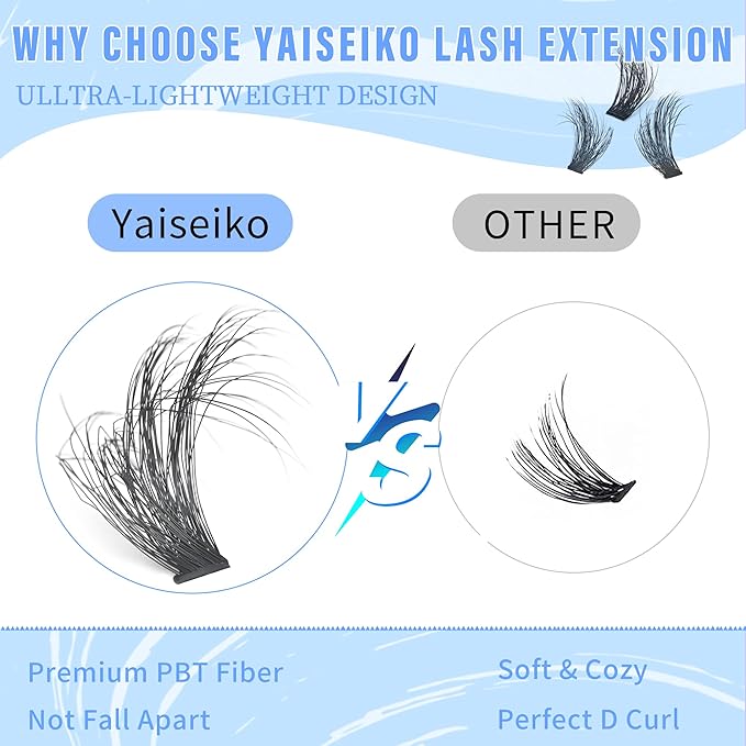 Lash Clusters 80D Eyelash Extensions 12-25MM Wispy Individual Lashes D Curl Eyelash Clusters Plant Fibers DIY Lash Extension,by Yaiseiko(320Pcs,Matte Black)