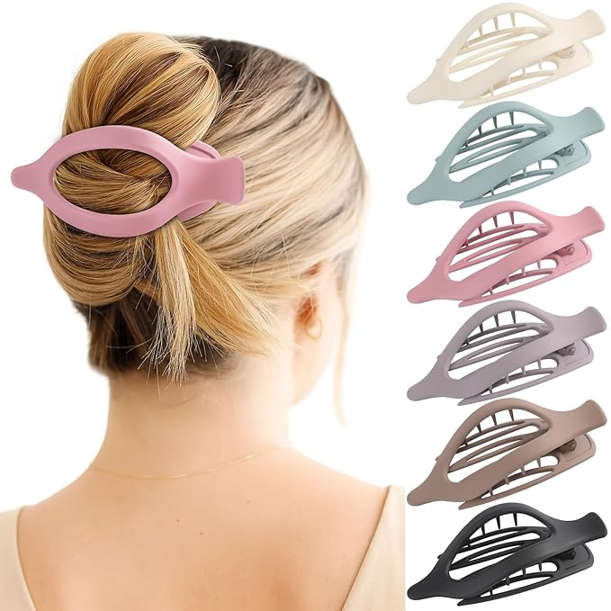 6 Packs Flat Hair Clips, Curved Claw Clips for Women Girls, Alligator Clips for Thick Thin Hair, Strong Hold Duck Billed Clips,4.7 Inch Hair Barrettes for Styling Sectioning