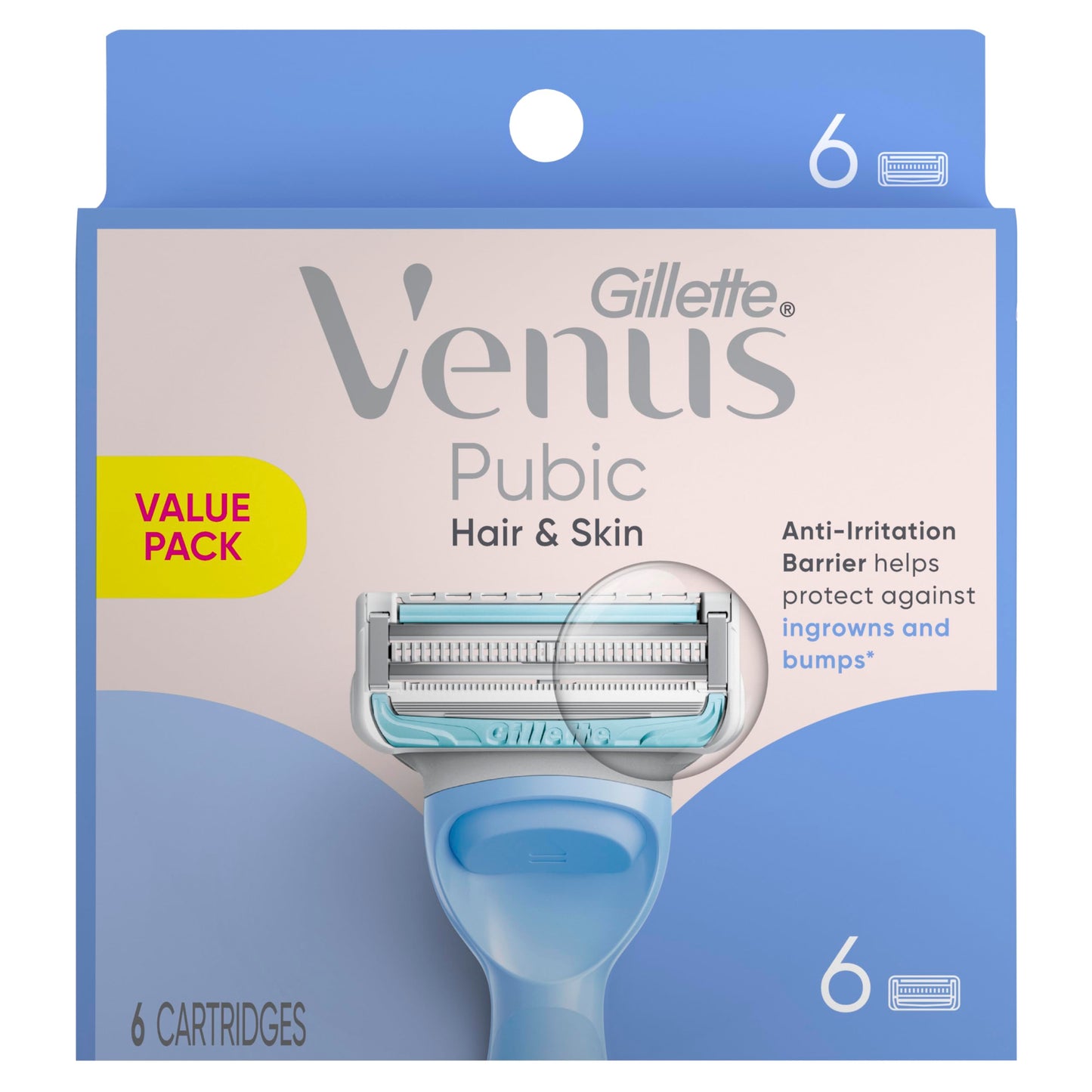Gillette Venus Intimate Grooming Razors for Women, 6 Razor Blade Refills, Bikini Razors for Women