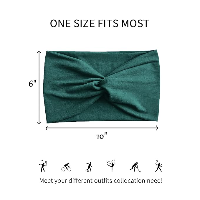 Jesries 10 PCS Women Headbands African Wide Hair Wrap Extra Turban Head Bands for Lady Large Sport Workout Stretch Non-slip Big Hair Bands