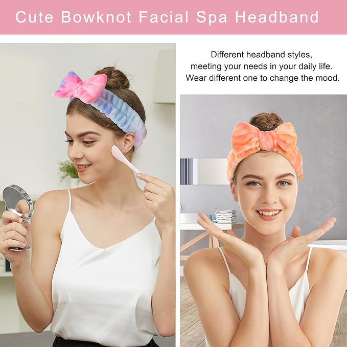 LADES Soft Skincare Headband – Adjustable, Comfortable & Stretchy Fabric, Cute Patterns for Makeup, Facial – Non-Slip, Headband for Hair Control