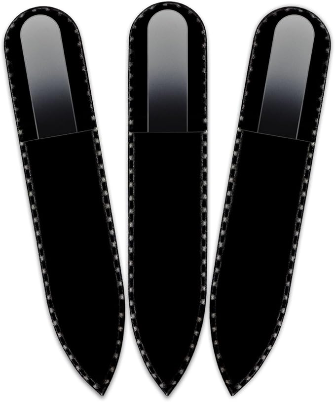Mont Bleu Rainbow Crystal Nail File in Black Pouch - Small - Purse Size - Czech Tempered Glass - Handmade in Czech Republic - Beauty Nail File