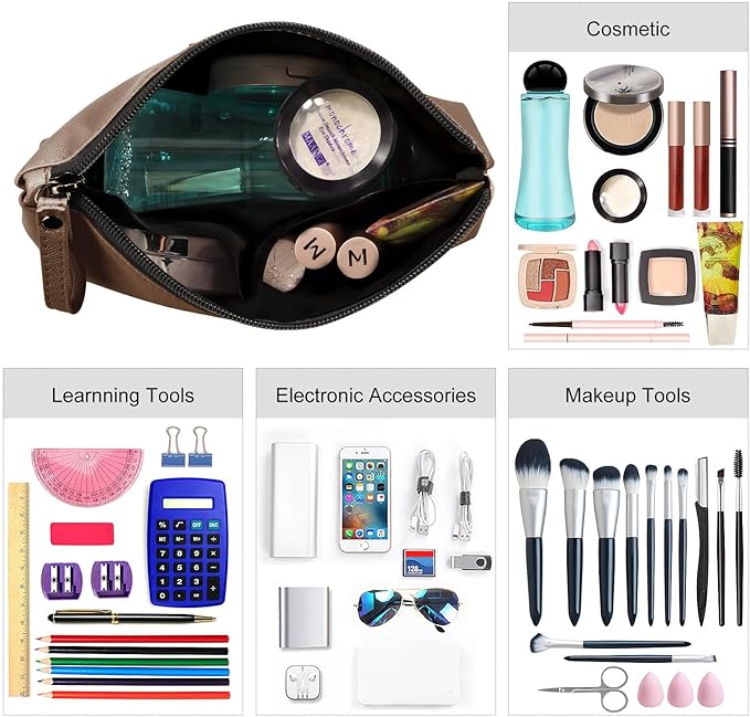Cosmetic Bags for Women Small Makeup Bag for Purse Pu Leather Makeup Pouch Travel Makeup Bag with Zipper Make Up Bag for Travelling