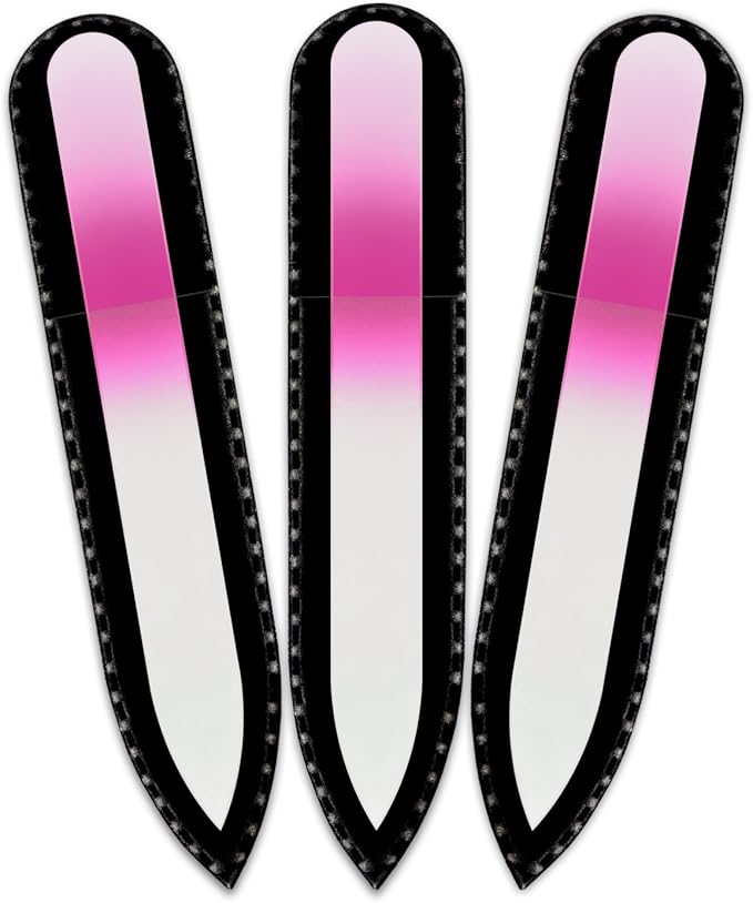 Mont Bleu Rainbow Crystal Nail File in Black Pouch - Small - Purse Size - Czech Tempered Glass - Handmade in Czech Republic - Manicure Fingernail File