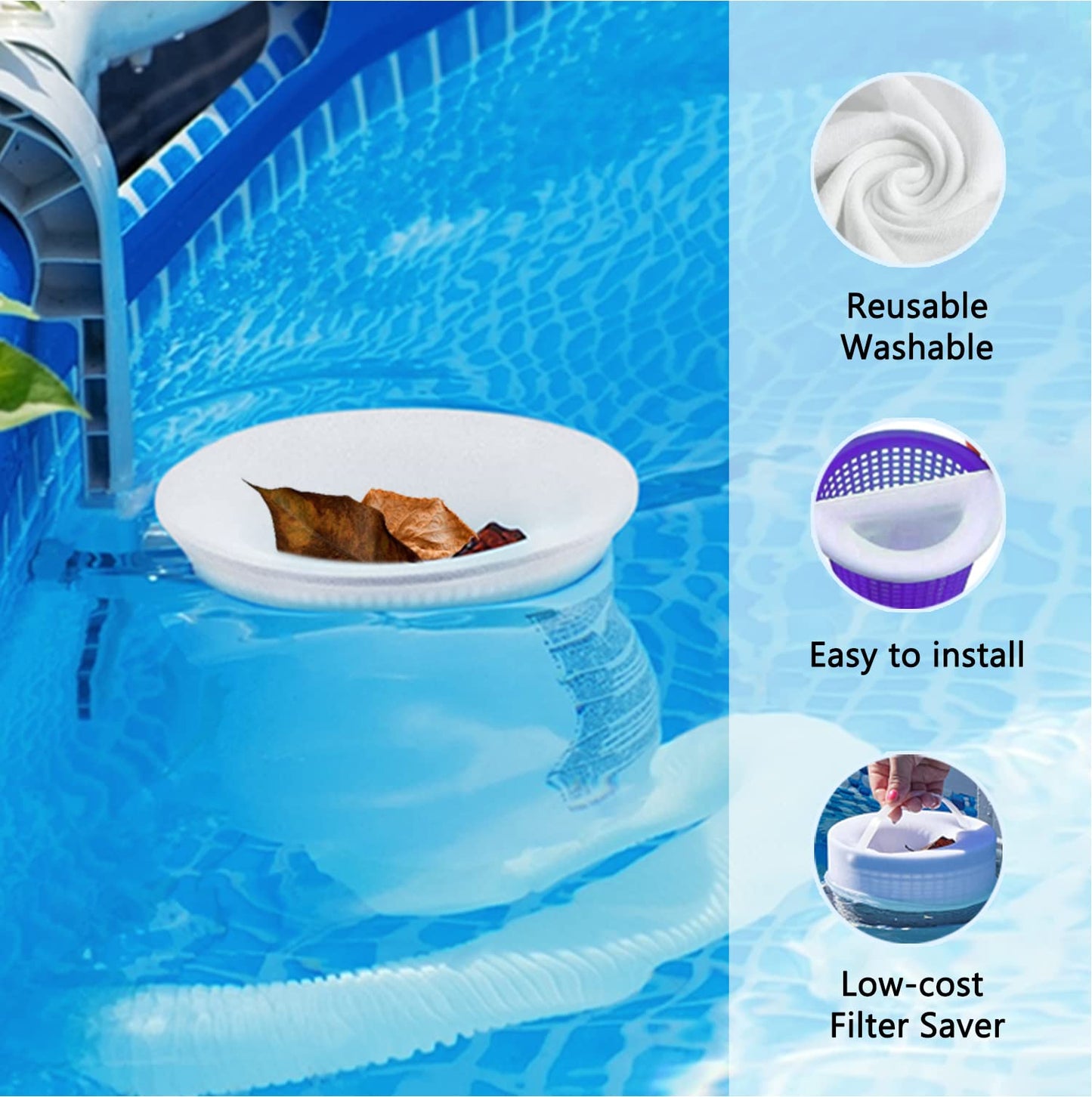 100 Pack Pool Skimmer Socks, Pool Filter Socks Works Perfect with Pool Skimmer for Inground and Above Ground Pool Skimmer Basket/ Hot Tub Filter, Ultra Fine Mesh Socks Filter Debris and Leaves