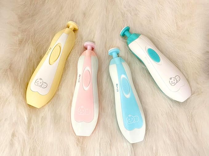 Royal Angels Upgraded 21 in 1 Baby Nail Trimmer with Labeled Case, 13 Extra Replacement Pads, Safe Electric Baby Nail File Kit for Newborn & Toddler, Whisper Quiet Nail Clipper with LED Light (Yellow)