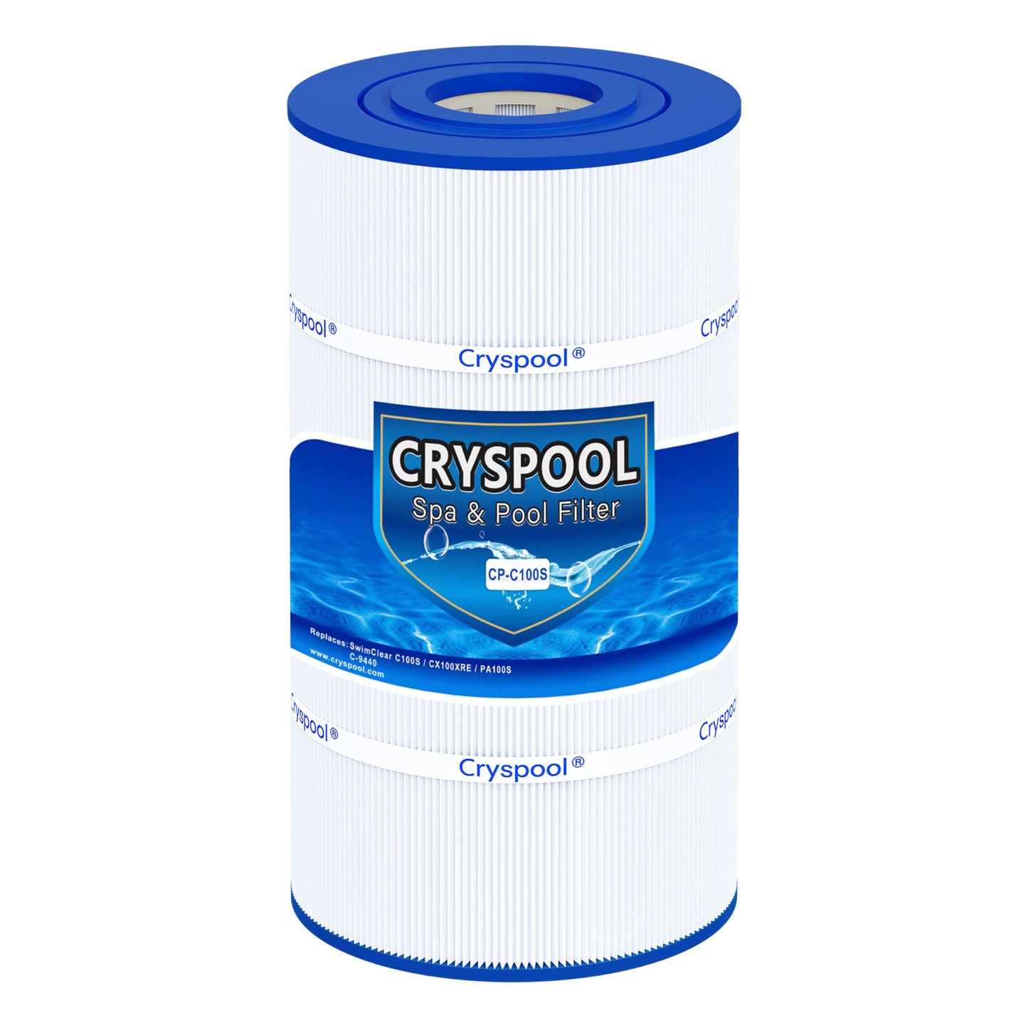 Cryspool® C100S Filter Compatible with CX100XRE, C100S, SwimClear C100S, PA100S, C-9440, 100 Sq. Ft Pool Filter Cartridge, 1 Pack