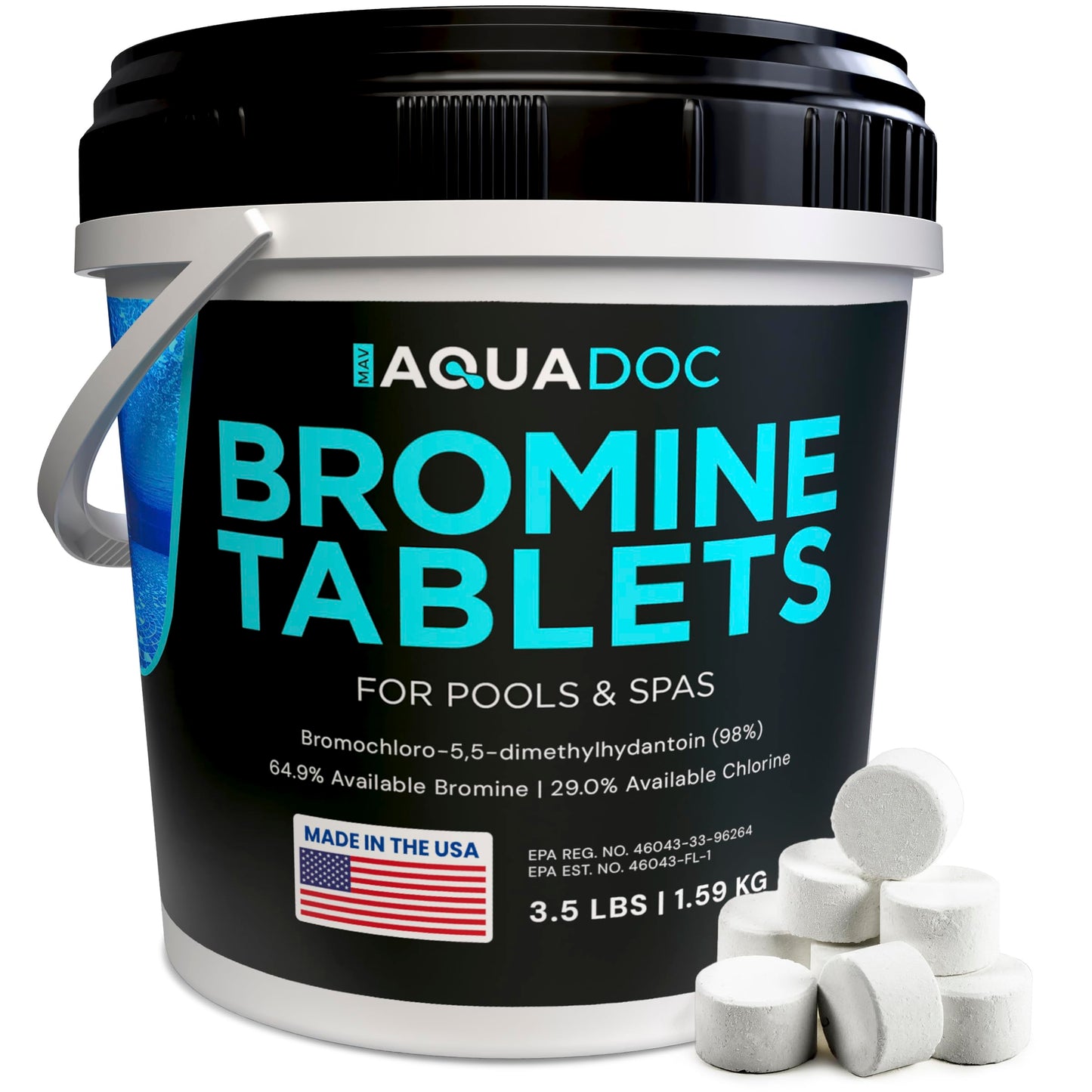 AquaDoc Bromine Tablets for Spa Hot Tub - 3.5lbs Sanitizing Bromine for Hot Tubs - 1 Inch Spa Tablets