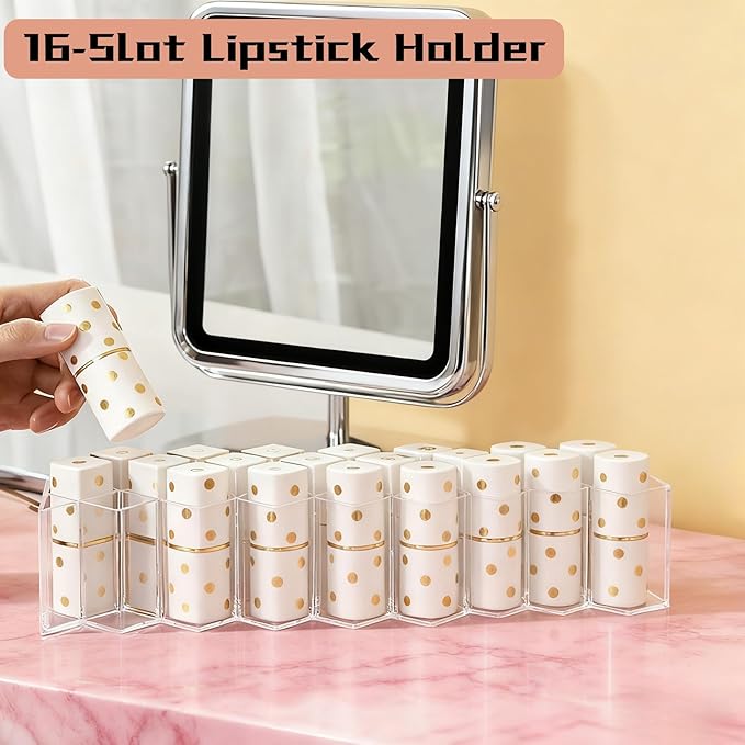 Lipstick Organizer Holder 16 Spaces Fish Shape Cosmetic Lip Gloss Organizer for Countertop Clear Acrylic Makeup Perfume Storage Drawer & Bathroom Novelty Desk Decor Vanity Display for Girls Women(1PC)