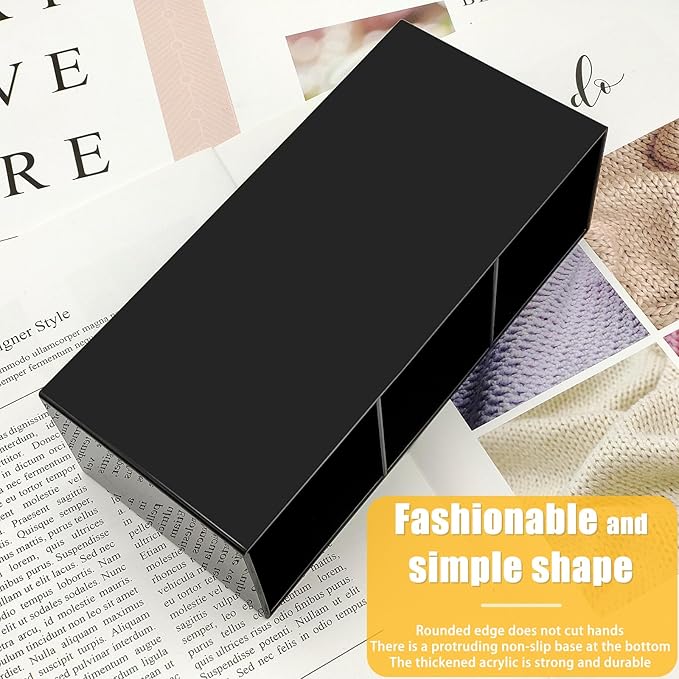 Black Makeup Brush Organizer,Acrylic Cosmetic Brushes Storage Holder with 3 Slots,Pencil Pen Holder for Desk,Desk Organizer and Accessories for Vanity