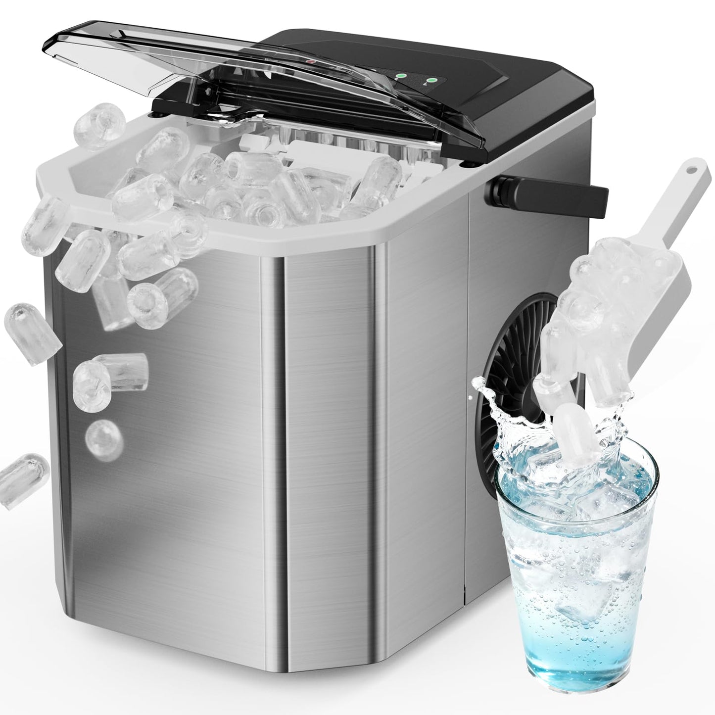 Portable Ice Maker Countertop with WiFi, 9 Cubes Ready in 6 Mins, 28lbs/Day, 2 Sizes of Bullet, Self-Cleaning Ice Machine with Ice Scoop and Basket Home Kitchen Office Bar Party
