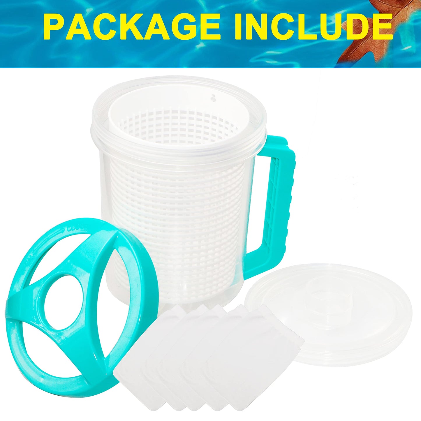 Leaf Canister Catcher In-line Leaf Canister for Pool & Spa, With Mesh Basket & 5 Skimmer Socks, For Suction Manual & Automatic Pool Cleaners (White)