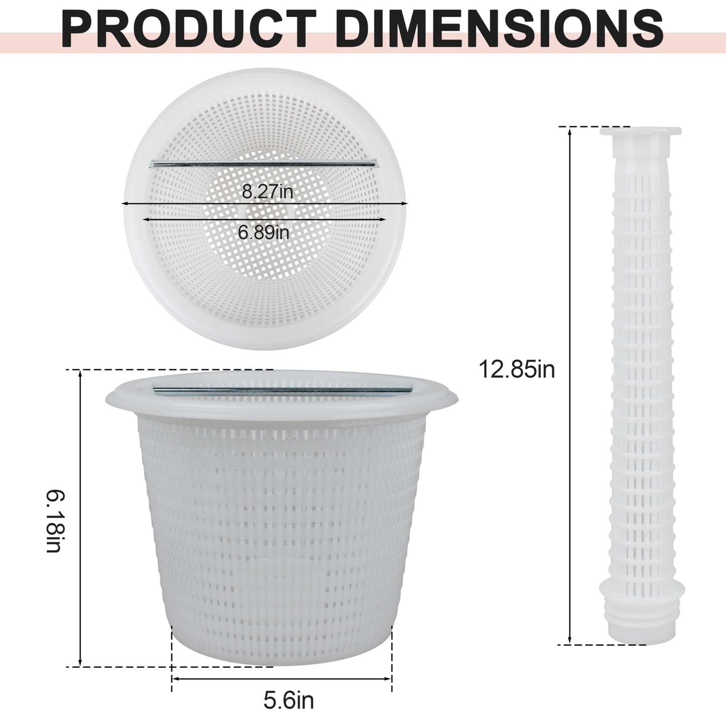 FSQLB SP1070 Pool Skimmer Basket for Hayward Inground Pool, with Tower and Handle