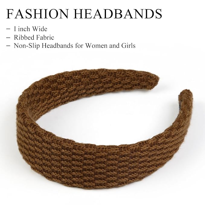 Huachi Knitted Headbands for Women Non Slip Trendy Headbands for Women’s Hair 1.7 inch Wide Cute Headband for Girls, Fall Head Bands Fashion Hair Accessories 4PCS