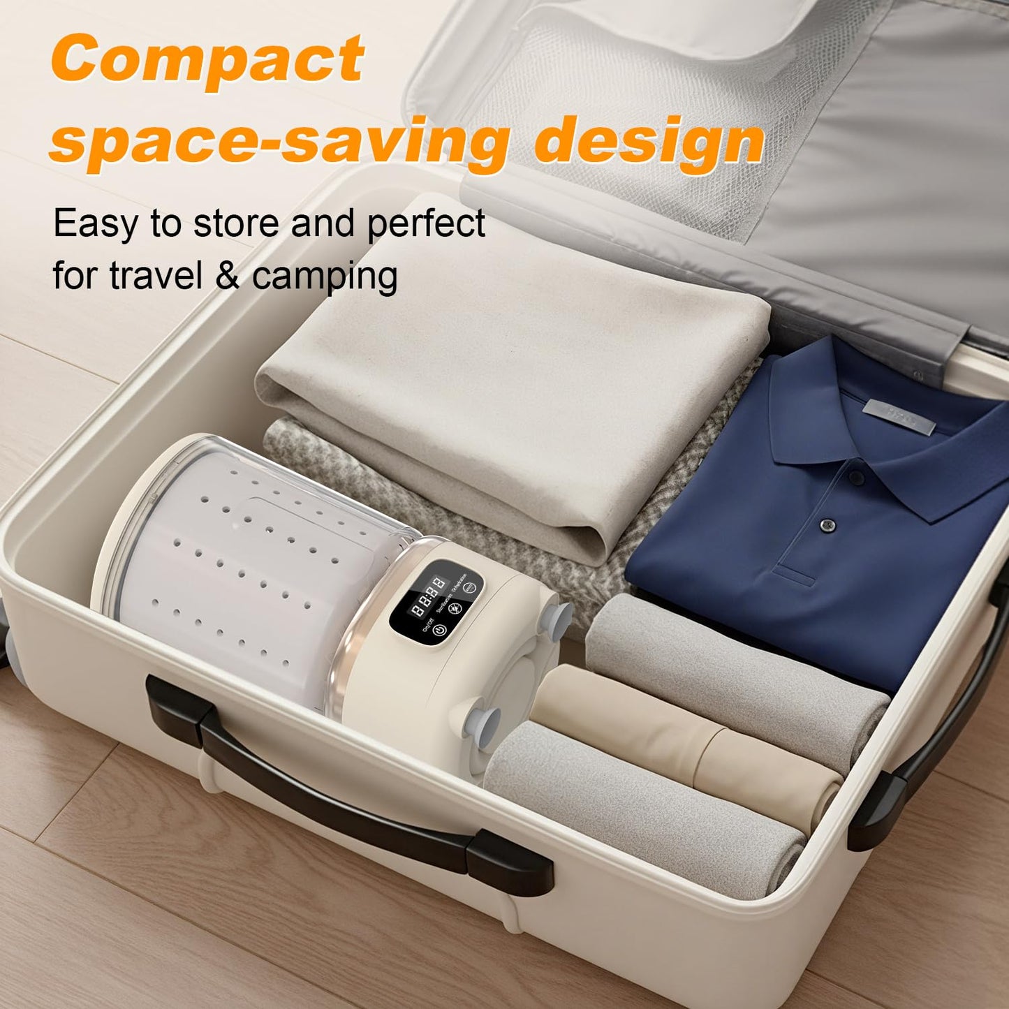 MEIIS Portable Mini Washing Machine, 2L USB Rechargeable 3000mAh with Spin Dry Basket, 3 Modes Blue Light Cleaning, Compact for Dorm, Camping, RV - Underwear & Baby Clothes Washer