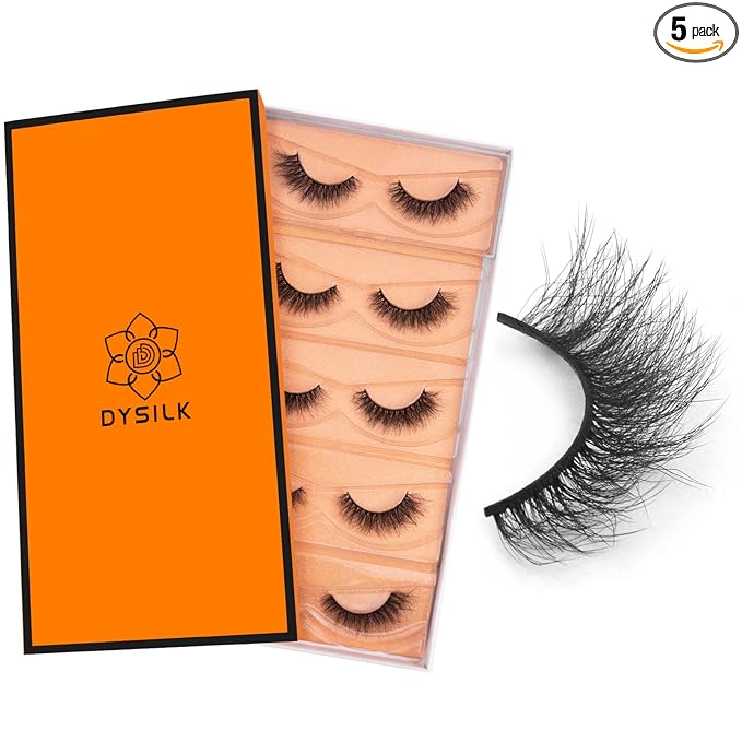 DYSILK Wispy Lashes False Eyelashes - Mink Lashes 5 Pairs 6D Faux Eyelash Extension False Eyelashes Mink Lash Natural Look Fake Eyelash Reusable Strip Lash Kit | Wispy-10-15mm