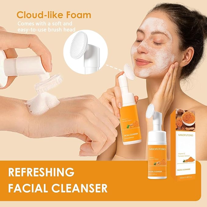 Turmeric Wash and Care Kit – Turmeric Face Wash with Brush, Exfoliating Facial Pads, Cleansing Soap Bars and Oil – Jabon de Curcuma, Natural Skincare for Face & Body (2PC Set, Count, 2)