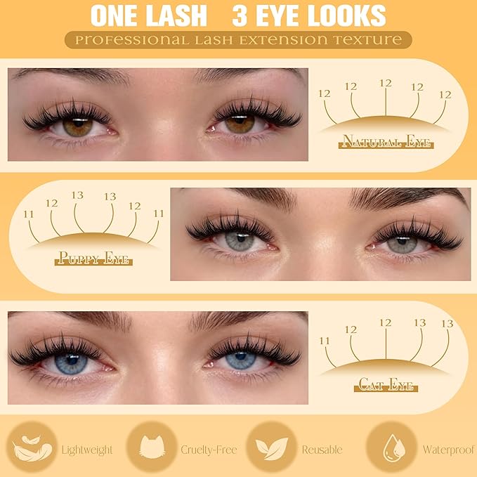 Manga Lash Clusters Wispy Eyelash Clusters Natural 180pcs Individual Lashes Spiky Lashes Clusters C Curly Cluster Eyelash Extensions 11-13mm DIY at Home Eyelashes Clusters by Ruairie