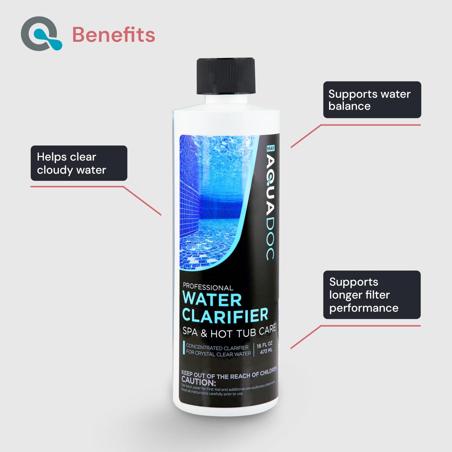 AquaDoc Spa Enzyme and Spa Clarifier Bundle - Includes 16oz Enzyme Cleaner and 16oz Hot Tub Water Clarifier - Hot Tub Chemicals Made in USA