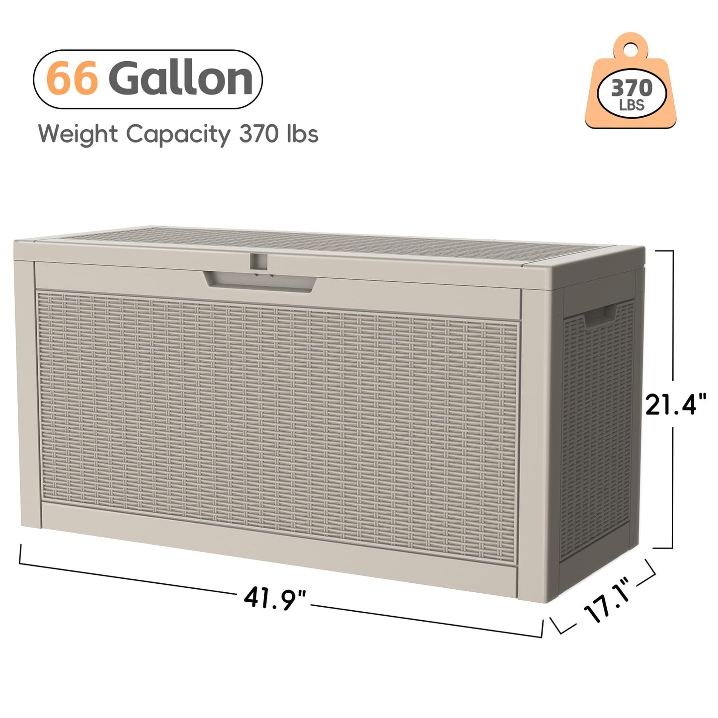 LubanNese Outdoor Storage Box, 66 Gallon Deck Box Waterproof, Outdoor Storage Bin for Patio Furniture Cushion, Garden Supply, Weatherproof, Lockable, Grey