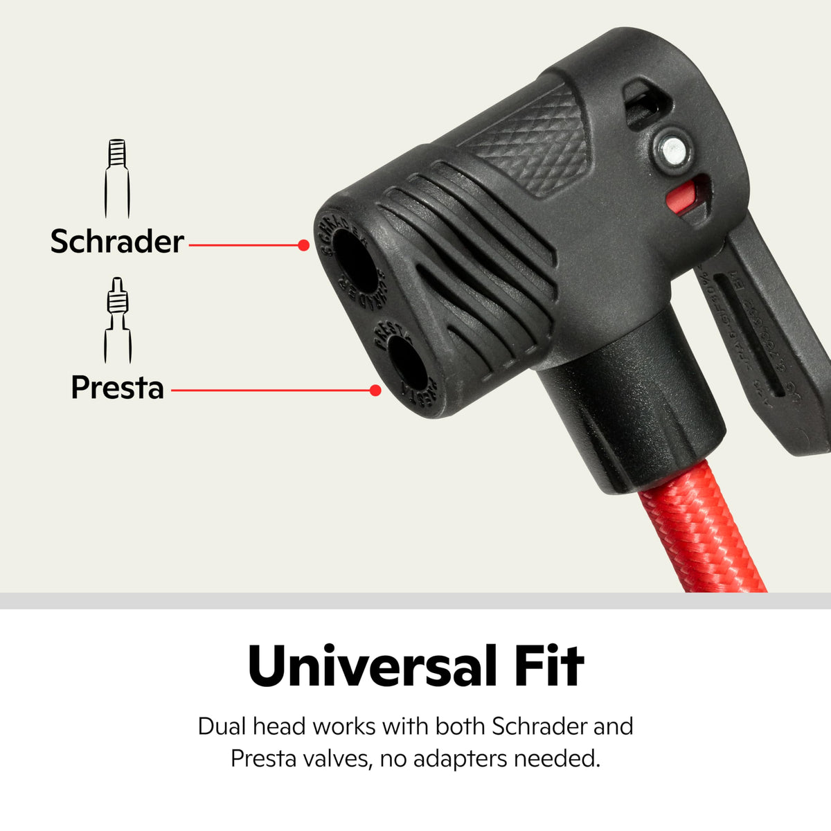 Schwinn Air Base Plus Foot Pump, Air Zone Pressure Gauge, High Pressure Foot Pump, Dual Head Nozzle Fits Both Schrader and Presta Valves, Max of 120 PSI, Black