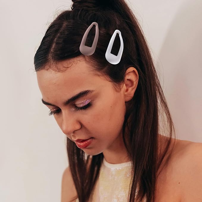 Small Hair Barrettes For Women No Slip Metal Snap Clips For Thin And Fine Hair,Matte Black Red White,20 PCS,1.97 x 0.5 Inch.