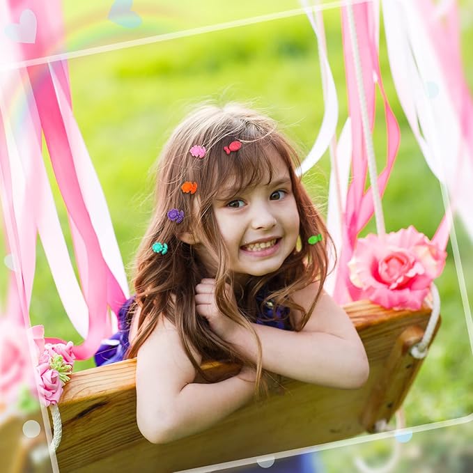 60 Pcs Self Hinge Plastic Hair Barrettes Set, Ball Bubble Hair Accessories with Elastic Ponytail Holders and Toddler Hair Ties (Novel Style)