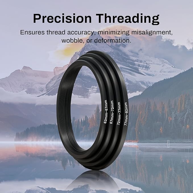 67-49mm Metal Step Down Ring Adapter Filter, Lens Filter Adapter Ring Durable Construction Stepping Rings Fits 67mm Lens to 49mm UV/CPL/ND Filters & Cameras Hoods Outdoor Photography Use