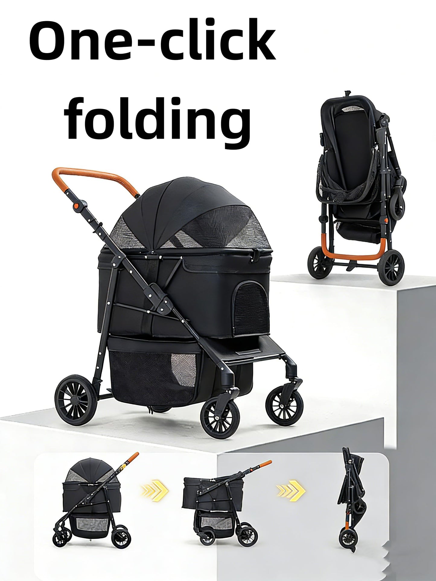 AAApex Atelier Medium Pet Stroller for Small & Medium Dogs, Double Dog Stroller for 2 Dogs, 80 Lbs Capacity Lightweight Integrated Design, Easy Setup Durable Pet Cart with Safe & Comfort Travel
