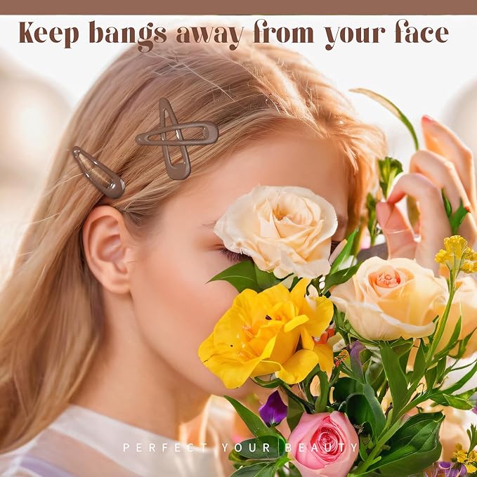 Teenitor 50Pcs Hair Barrettes For Women Brown Snap Hair Clips,2 Inch Hair Barrettes Hair Clips For Women, Brown