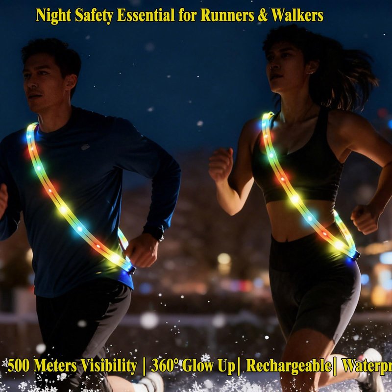 xcvoc Running Lights for Runners Light Up Vest for Night Walking Neon Vest Shoulder Light Led Belt for Night Safety Wearable Led Lights Reflective Sash