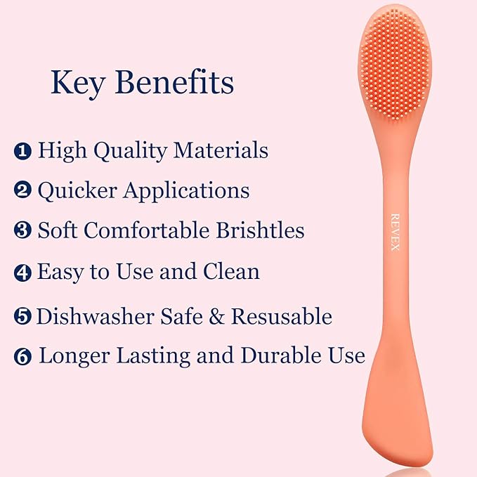 REVEX Silicone Face Mask Applicator,Face Scrubber,Exfoliating Pore Scrubber,2Pcs Pore Cleaning Brush,Facial Cleansing Brushes,Face Brush for Women Men.(Orange+ Blue)