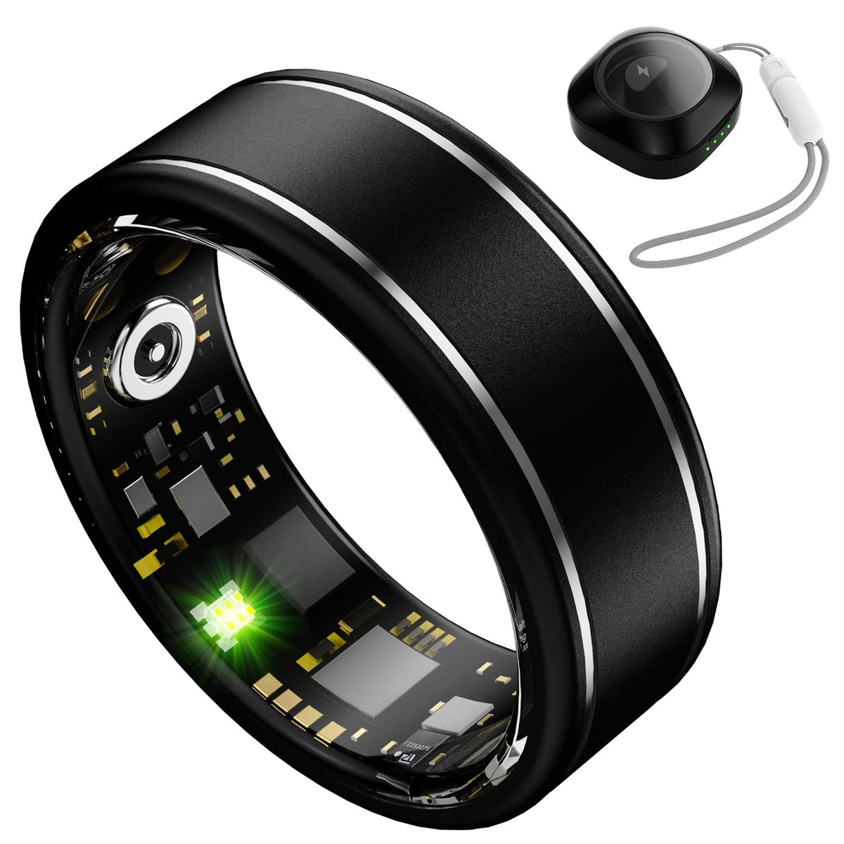 Anarow Smart Ring for Men Women – Fitness Tracker Ring with Heart Rate, SpO2, Blood Pressure, Sleep Monitoring, Step & Calorie Counter, No Subscription Fee, iOS & Android Compatible (Black, 9)