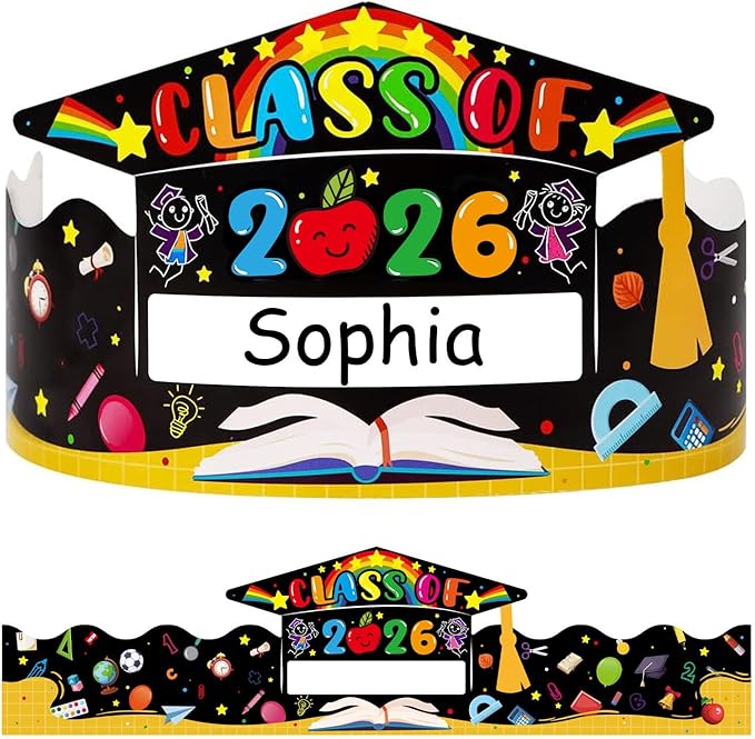SICOHOME Paper Crown Hats Caps for Kids Paper Crowns for Students Classroom Kindergarten Preschool Party Supplies Adjustable