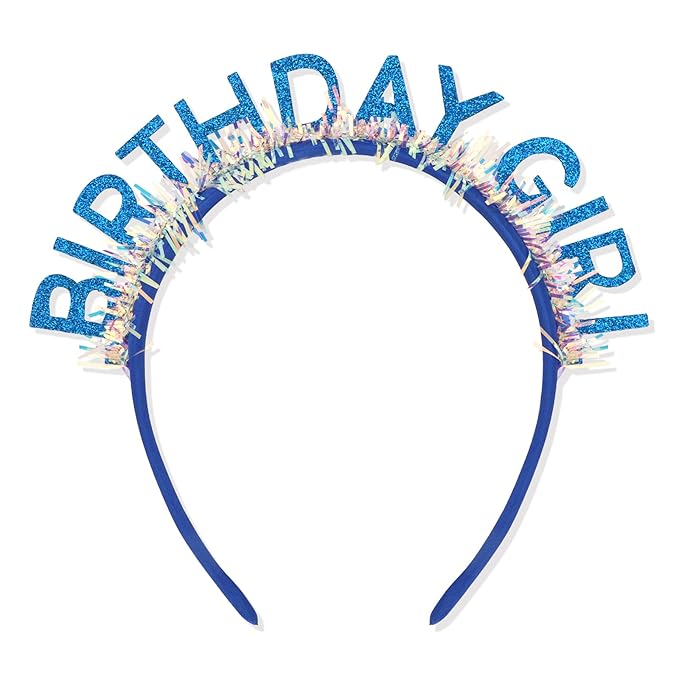 CIEHER Royal Blue Birthday Girl Headband Birthday Crown for Women Girls